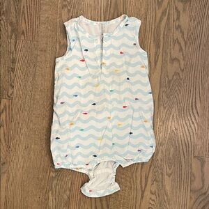 Primary Sleeveless Romper - Blue and Multicolor Waves